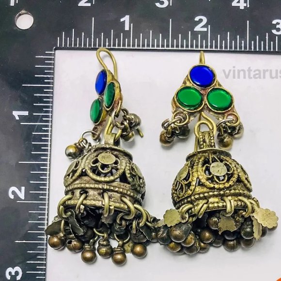 Antique Jhumka Earrings with Traditional Design - Picture 8 of 10